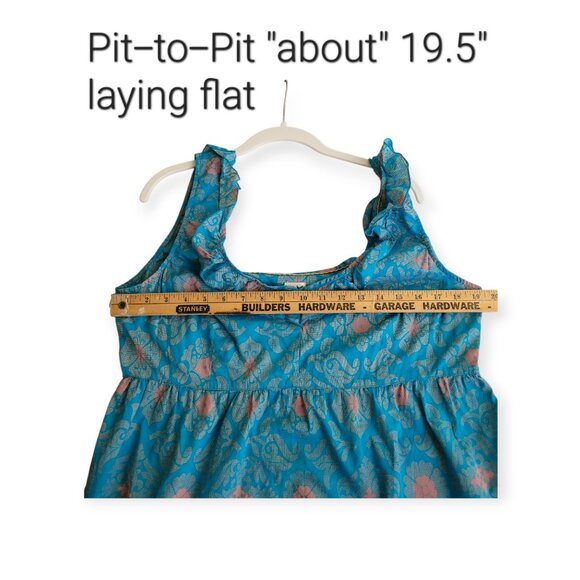 Coastal Boho Fairycore Blue Pink Cotton Sleeveless Tank Size 14 - Picture 7 of 10